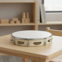 Hand Tambourine Easy to Play Handheld Tambourine and Clink Drum for Preschoolers, Kids, Classroom
