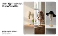 Wooden Base Hairpiece Stand Hat Display Stand Lightweight Freestanding Mannequin