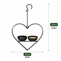 Chain Hung Double Bowl Bird Feeder Hook Top Outdoor Decor Decorative