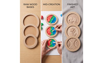 3 Pieces Round Craft Frame with Recessed Center Paintable MDF Craft Frame DIY Unfinished Wood Circle for Kids