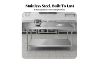 Easy to Clean Stainless Steel Work Table Rust-Resistant Commercial Kitchen Prep Table Stable Structure Stainless Steel Workbench High Load-Bearing Capacity for Restaurant Team, Workshop Workers, Professionals, Bakery, Warehouse, Garage, Laundry Room