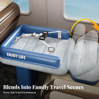 Portable Children's Inflatable Travel Bed Lightweight Train Seat Sleeper Soft & Comfortable Kids Travel Air Mattress Safety Guardrail for Toddlers, Babies, Parents, Road Trips