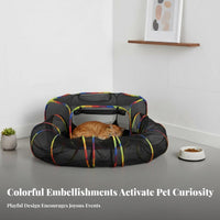 2-in-1 Design Cat Tent and Tunnel Set Lightweight Rainbow Cat Play Tent Long-Lasting Foldable Pet Playhouse Easy to Clean for Kittens, Rabbits, Small Animals, Indoor, Travel, Outdoor, Camping
