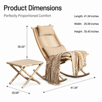 Metal Rocking Chair with Cushion & Pillow, Outdoor Patio Balcony Garden Chair, Weatherproof Rocking Lounge Chair with Side Table