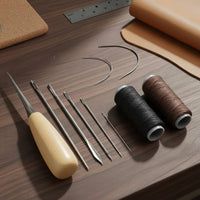 11 Pieces DIY Leather Craft Tool Bag Set Handmade Waxed Thread Leather Kit for Workshop