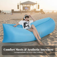 No Pump Needed Wind-Filled Couch Lightweight Wind-Filled Lounger Quick Setup Air Sofa Includes Carry Bag for Beachattendeesers, Festival-Attendeesers, Camping, Beach, Music Festivals, Picnics