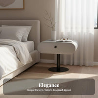 Minimalist Design Single-Drawer Pedestal Nightstand Designer Design Bedside Table Compact Size Accent Cabinet Sturdy Construction for Apartment Dwellers, Homeowners, Students, Bedroom, Small Areas, Hallway, Hotel