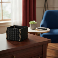 Remote Control Holder Elegant Design Woven Leather Organizer Spacespace-Conserving Accessory