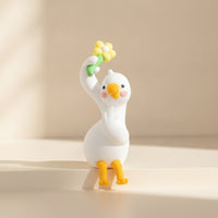 Cute Duck Figurine with Flower Adorable Dashboard Duck Mini Car Decor Miniature for Drivers