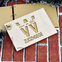 Wooden Wedding Guest Book with Engraved Design
