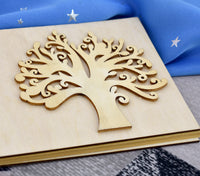 Wooden Wedding Guest Book with Engraved Design