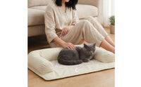 Non-Slip Side Cushion Pet Mat Supportive Cat Cooling Mat Easy to Pet Hygiene Bed with Bolsters Year-Round for Floor, Sofa
