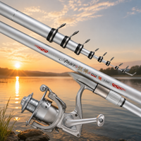 Telescopic Carbon Fiber Fishing Rod, Hard Action Sea Fishing Rod, Portable Fishing Pole for Rock Fishing, Silver/Black/Red