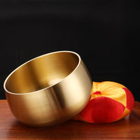 Japanese-Style Brass Singing Bowl Set with Lotus Base for Meditation and Buddhist Rituals