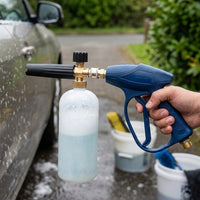 Soap Dispenser for Car Cleaning with Foam Sprayer, Aluminum Alloy Car Wash Foam Lance with M22-14 Thread, 9-Piece Set with 5 Nozzles and Gun