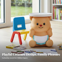 Creative Styling Bear-Shaped Storage Cabinet Original Design Bedside Storage Cabinet Multifunctional Nightstand Built-in Bluetooth Speaker for Children, Toddlers, Homeowners, kid's Room, Nursery, Playroom
