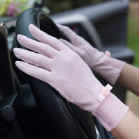 Women's Floral Cotton Touchscreen Sun Protection Gloves for Driving and Cycling