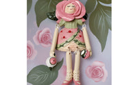 Angel Figurine with Rose Hood Floral Resin Angel Statue Hand-Painted Girl Sculpture Serene Decor Calming for Collectors, Desk