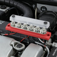 6 Terminal Bus Bar Heavy-Duty Bus Bar with Cover Compact for Marine, Automotive