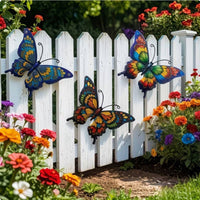 3 Pieces Steel Butterfly Wall Decor Lifelike Butterfly Wall Art Rust-Resistant Garden Fence Decoration for Gardeners