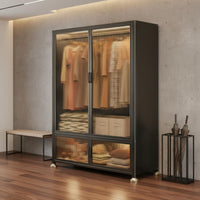 Easy to Clean Modular Metal Wardrobe Doors Clothing Organizer Bedroom Furniture for Children