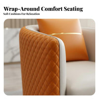 Nordic Design Upholstered Barrel Chair Luxury Design Quilted Barrel Chair High-Density Foam Cushion Commercial Furniture Skin-Friendly Material for Interior Designers, Business Owners, Reception Area, Waiting Room, Office, Bedroom