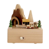 Gift Portable Hand-Turn musical box  Wooden Crank musical box