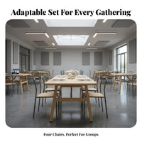 5 Pieces Sturdy and Long-Lasting Rectangular Dining Table with 4 Chairs Easy to Clean Table with 4 Seats Stable Structure Commercial Furniture Modern Design for Restaurant Owners, Families, Homeowners, Kitchen, Home