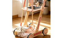 Wooden Cleaning Trolley Realistic Cleaning Cart Toy Rolling Housekeeping Play Set for Home