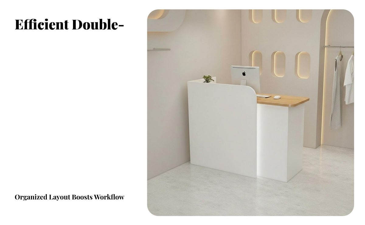 Small Reception Desk Wide Countertop Salon Front Desk Construction Retail Checkout Counter for Cashiers, Receptionists, Medical Office, Lobby, Office
