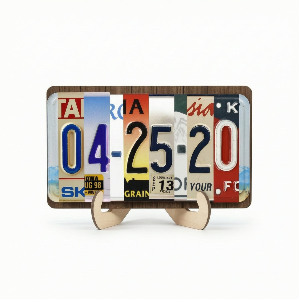 Vehicle Plate Plaque Rustic Wooden Plaque with Stand Multicolor Sign for Desk, Wedding
