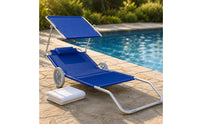 Wheel Beach Chair Portable Beach Lounger with Canopy Lightweight Outdoor Furniture for Travel