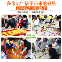 Wooden Dominoes Set with Stunts and Accessories for Kids and Adults