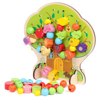 Wooden Bead Maze and Lacing Toy for Toddlers, Educational Activity Cube for Babies 1-3-6 Years Old