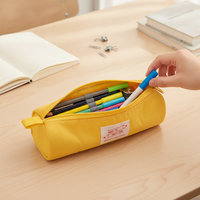 Korean Style Sandwich Pencil Case for Students, Solid Color, High Aesthetic Value, Simple Zipper Stationery Pouch