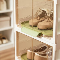 3 Pieces Dustproof Stackable Shoe Box Space Saving Clear Shoe Container Dust Unrestricted Sneaker Display Case Easy Reach for Closet, Entryway, Bedroom