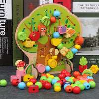 Wooden Bead Maze and Lacing Toy for Toddlers, Educational Activity Cube for Babies 1-3-6 Years Old
