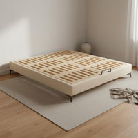 Levitating Bed Frame Solid Wood Construction Headboardless Foundation Bed Scratch-Resistant Upholstery Bedroom Furniture for Loft