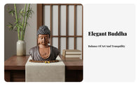 Spiritual Accent Shakyamuni Buddha Bust Traditional Craftsmanship Ceramic Buddha Head Calming Atmosphere Zen Design Figurine Elegant Design for Meditation Practitioners, Meditators, Mindful Movement Enthusiasts, Altar, Living Room, Office