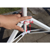 Outdoor Foldable Sun Umbrella with Large Tripod Base, Portable White Iron Frame Beach Umbrella Stand