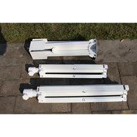 Outdoor Foldable Sun Umbrella with Large Tripod Base, Portable White Iron Frame Beach Umbrella Stand