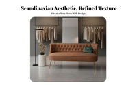 Modern Design Curved Back Tufted Settee Easy to Clean Upholstered Seating Padded Seat Home Furniture Stain Resistant for Small Space Dwellers, Interior Decorators, Living Room, Reception Area, Bedroom, Entryway