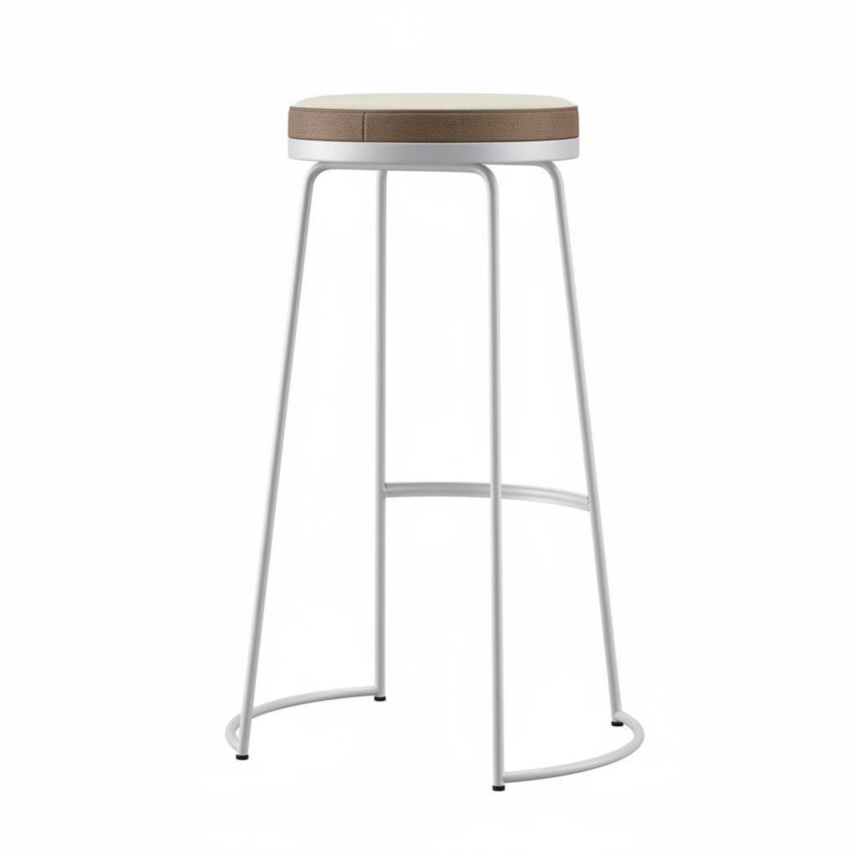 Nordic Aesthetic Backless Round Bar Stool Minimalist Design Counter Chair Sturdy Frame Seating Furniture Built-in Footrest for Restaurant Owners, Homeowners, Adults, Cafe, Pub, Kitchen Island
