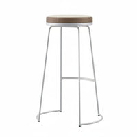Nordic Aesthetic Backless Round Bar Stool Minimalist Design Counter Chair Sturdy Frame Seating Furniture Built-in Footrest for Restaurant Owners, Homeowners, Adults, Cafe, Pub, Kitchen Island
