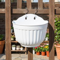 Plant Pots and Hanging Basket for Wall Decor, Ribbed Resin Hanging Plant Garden Planter, Self Watering Wall Planter, Wall Mount Fence Planters