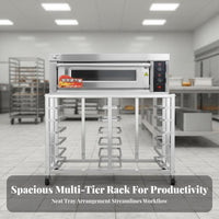 Stainless Steel Cooking Rack Heavy Duty Rolling Bakery Cart Locking Casters Commercial Bakery Rack for Culinary Experts, Caterers, Cafeteria