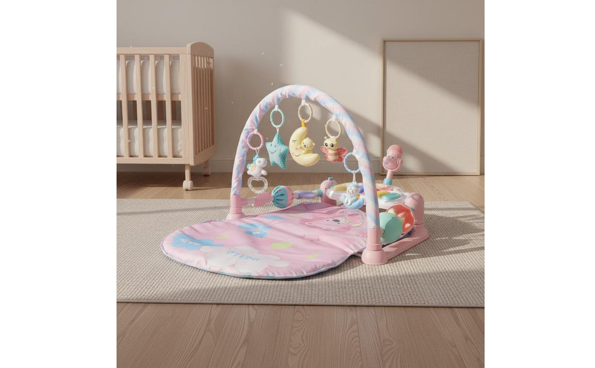 Kick and Play Piano Mat Movable Bed-in-Bed Play Toy Portable Crib Toy Fine Movement Skills Baby Piano Mat Hand-Eye Coordination