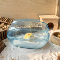 Transparent Hamster Sand Bath with Splash Guard, 18x12x12cm Hamster Bath for Syrian and Dwarf Hamsters, Dustproof Freestanding Sand Container