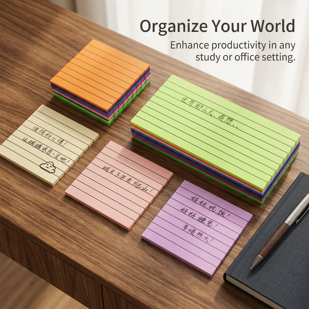 Waterproof Clear Sticky Notes for Studying Students, Translucent Note Stickers with Index Tabs, Self Pads Lined Fluorescent Multiple Sizes 50 Sheets