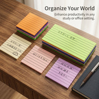 Waterproof Clear Sticky Notes for Studying Students, Translucent Note Stickers with Index Tabs, Self Pads Lined Fluorescent Multiple Sizes 50 Sheets
